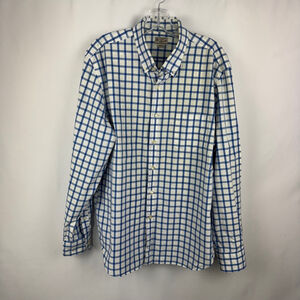 J.Crew Button Down Woven Shirt Mens L Large Blue White Check Long Sleeve Casual